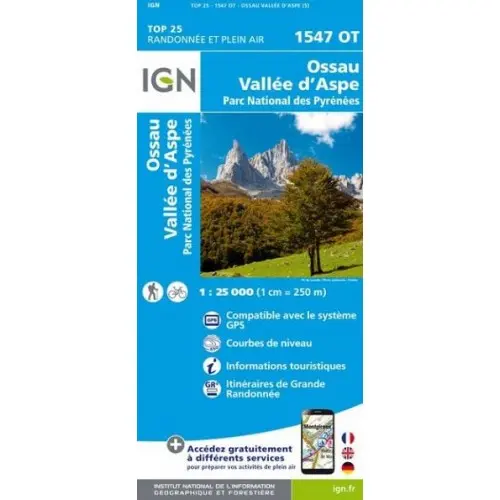 IGN MAPA OSSAU VALLE D'ASPE