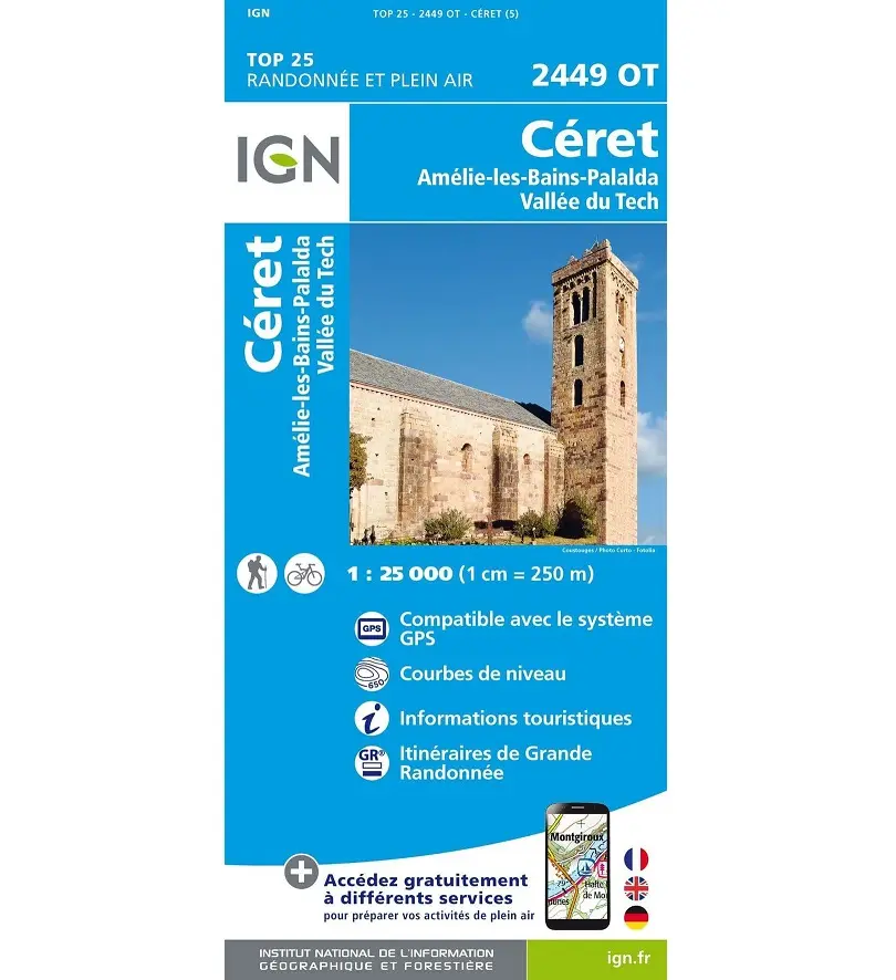 IGN MAPA CERET AMELIE LES BAINS PALADA VALLE DU TECH